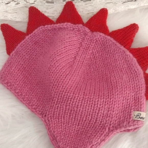 Born to Love Other - BORN TO LOVE Lined Pink Red Wool Winter Girls Hat Nepal